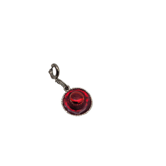 Sterling Silver Red Hat Bracelet Charm Some Flaws Please Read - Picture 1 of 6